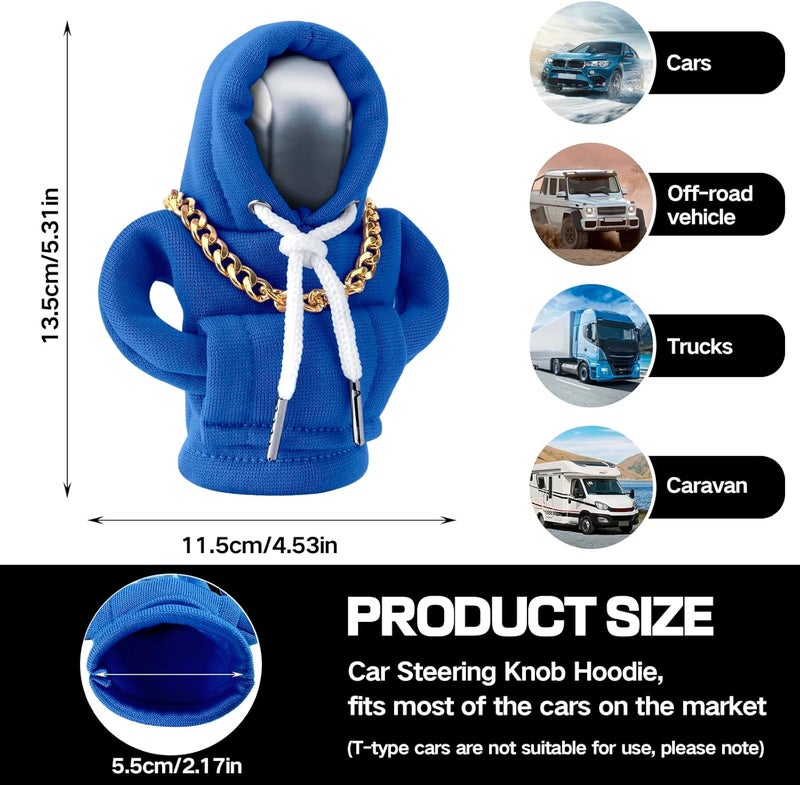 PLALEI Gear Shift Hoodie, Funny Car Gear Shift Cover, Cute Car Shift Knob Hoodie, Automotive Interior Accessories, Universal Fit Knob Cover Gift (Blue) - Image 2